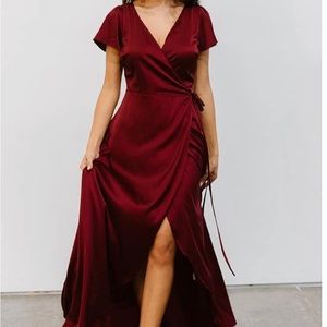 Medium Burgundy Krystal Baltic Born Wrap Maxi Dress